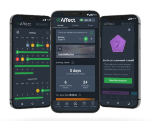 Affect's sober app has a sober tracker and sober counter and a recovery program so you can drink less