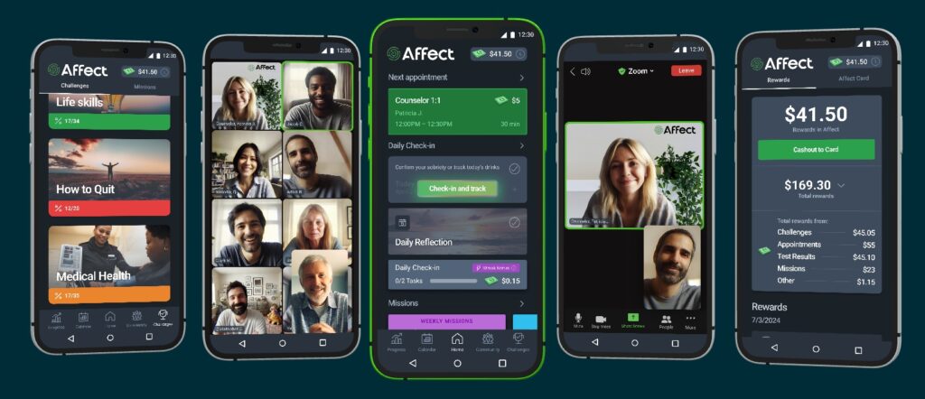 Get addiction treatment online for alcohol and drugs with Affect's sober app and habit tracker